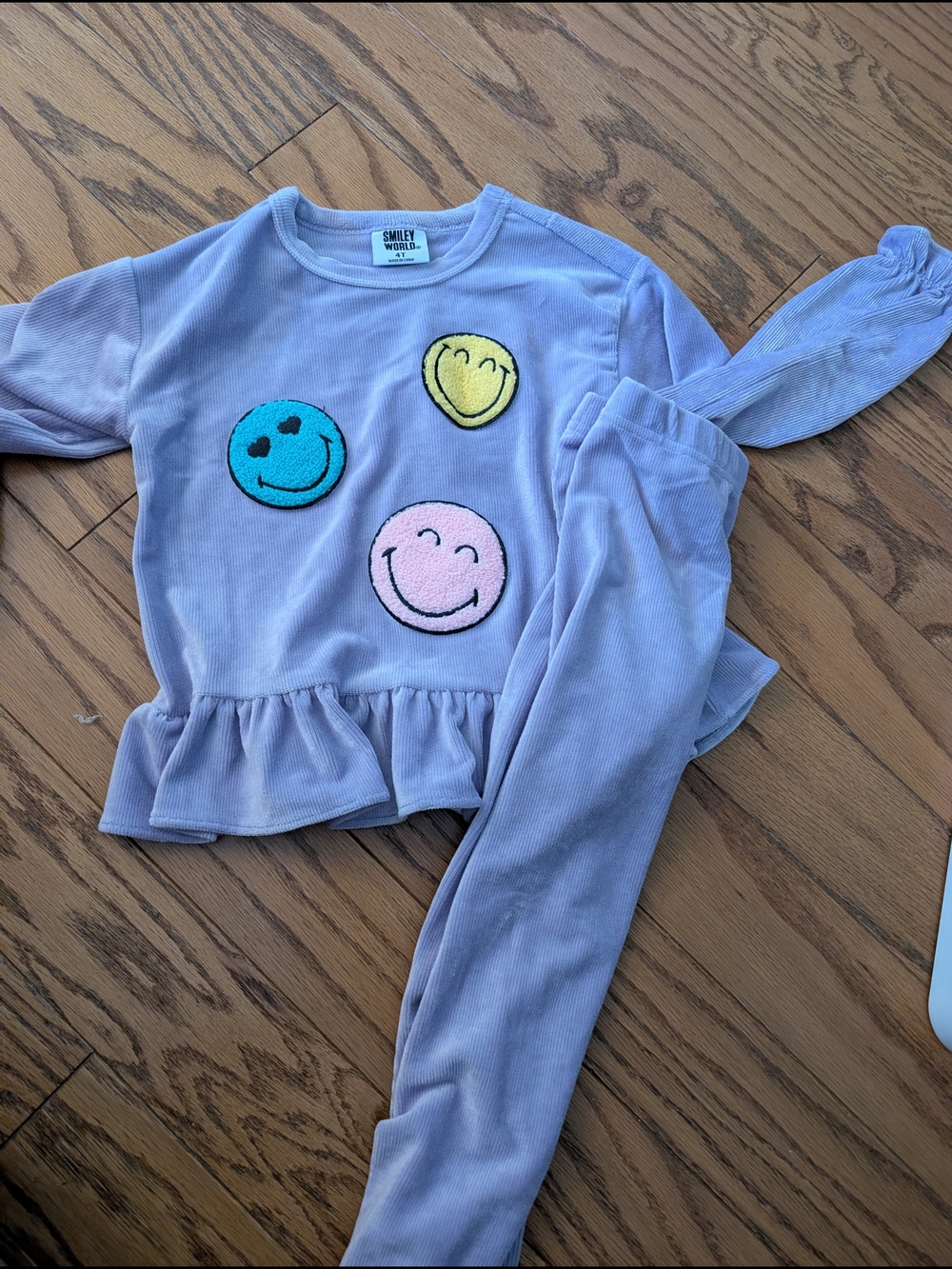 Smiley Applique Lilac Girls' Two-Piece Set